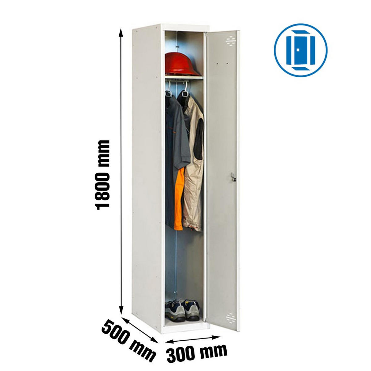 SPIND Amego HxBxT 180x30x50 cm 1 Abteil Grundmodul Grau-Grau - Grau, Metall (30/180/50cm) - PROREGAL