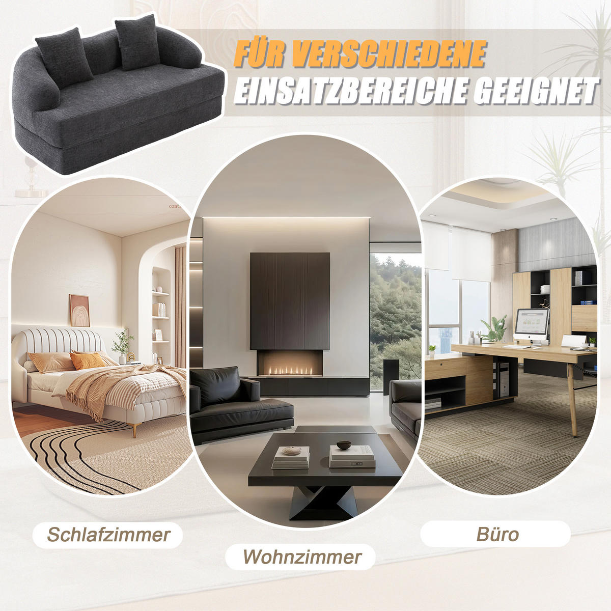 SCHLAFSOFA, 2 Sitzer aus Chenille, Klappsofa Bodensofa mit Schlaffunktion, Dunkelgrau - Dunkelgrau, Textil (157/44/153cm) - LVHOM