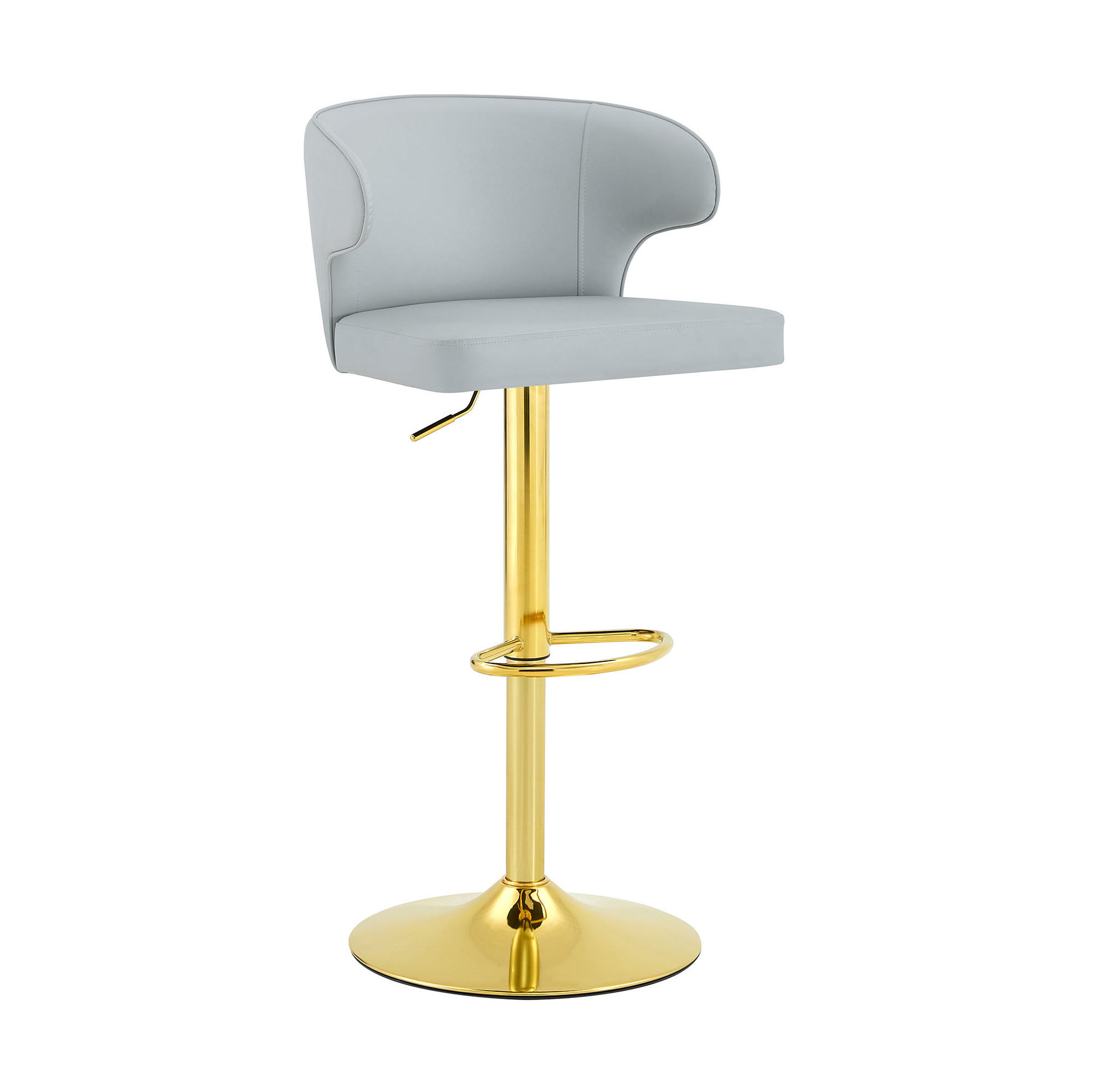 BARHOCKER 2er-Set höhenverstellbar drehbar PU Light Gray - Hellgrau, Metall (45/110/49.7cm) - Meubliv