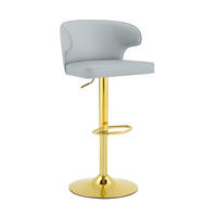 BARHOCKER 2er-Set höhenverstellbar drehbar PU Light Gray - Hellgrau, Metall (45/110/49.7cm) - Meubliv