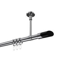 GARDINENSTANGEN-SET Sonette Verano 160 cm, 1-läufig, 20 mm Ø Chrom - Chromfarben/Schwarz, Metall (160cm) - INTERDECO