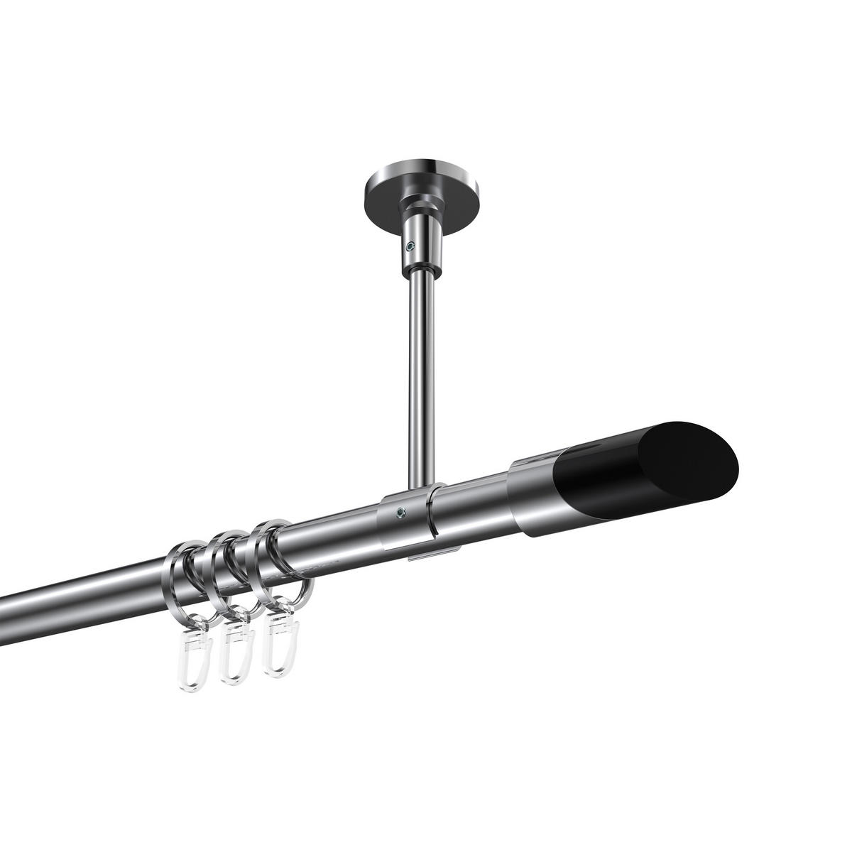 GARDINENSTANGEN-SET Sonette Verano 160 cm, 1-läufig, 20 mm Ø Chrom - Chromfarben/Schwarz, Metall (160cm) - INTERDECO