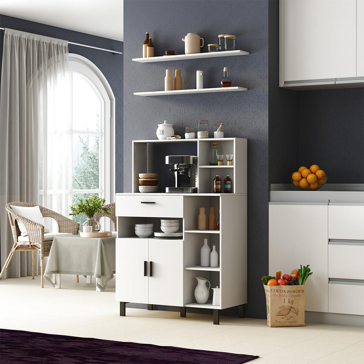 HOCHSCHRANK Emanuel Weiß 90 cm - Weiß, Holzwerkstoff (90/133/40cm) - Vicco