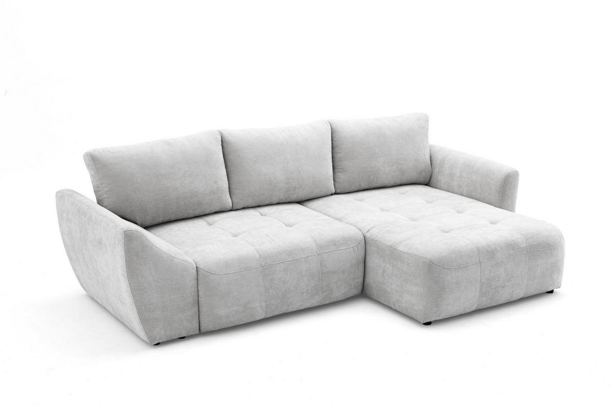 ECKSOFA NICE L Rechts mit Schlaffunktion 137x204 Chenille Hellgrau - Hellgrau/Schwarz, Holz/Textil (165/260cm) - Muffo
