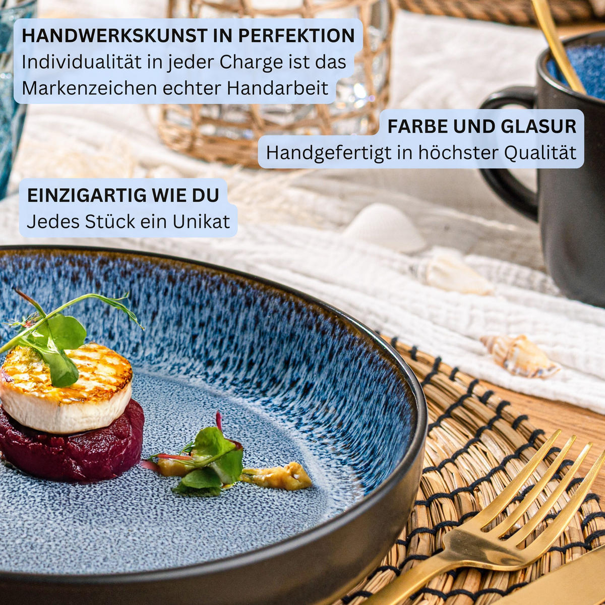 PASTASCHALEN SET ARUBA - 6 teilig aus Steingut - Blau, Keramik (22cm) - Sänger