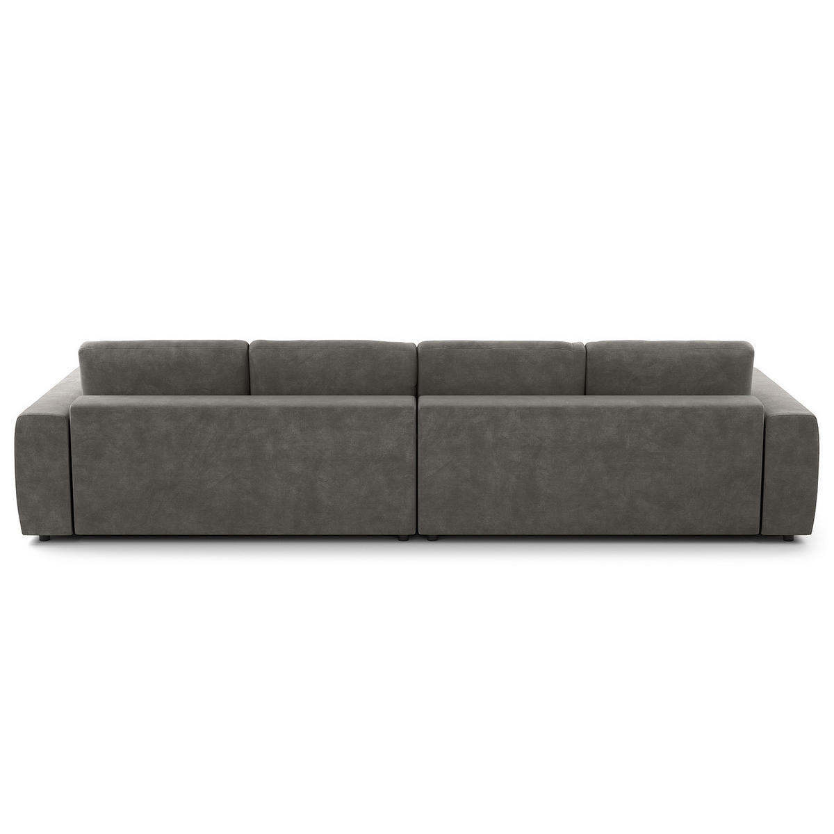 ECKSOFA mit XXL-Longchair - Schwarz/Grau, Kunststoff/Textil (323/182cm) - home24