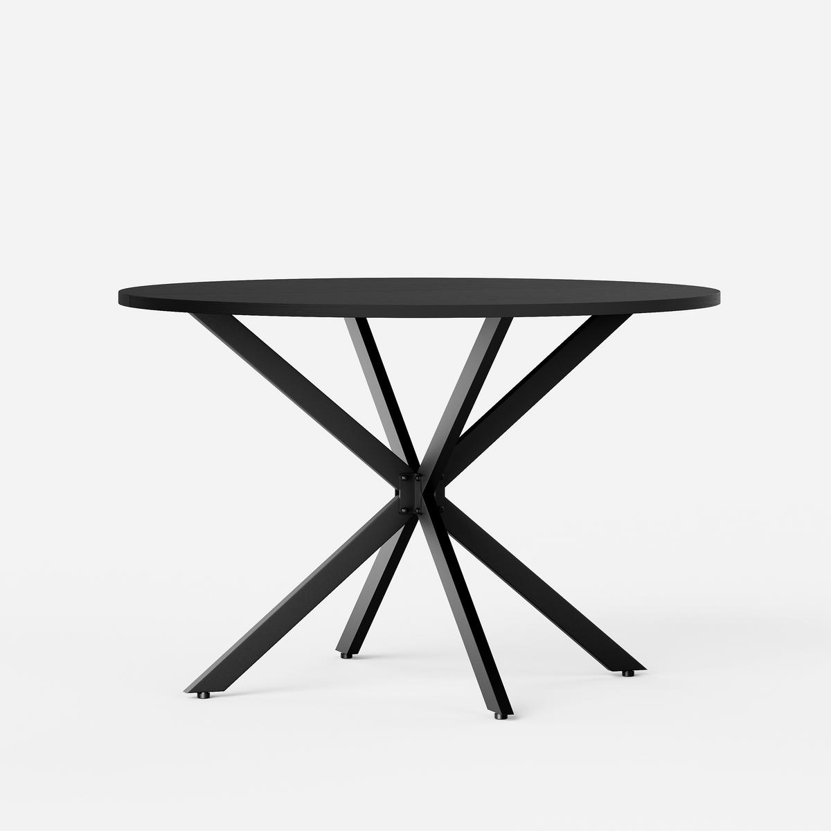 ESSTISCH DE-37300 rund mit X-Beinen und pulverbeschichtetem Stahl Schwarz - Schwarz, Holzwerkstoff (120/120/78cm) - ComfortXL