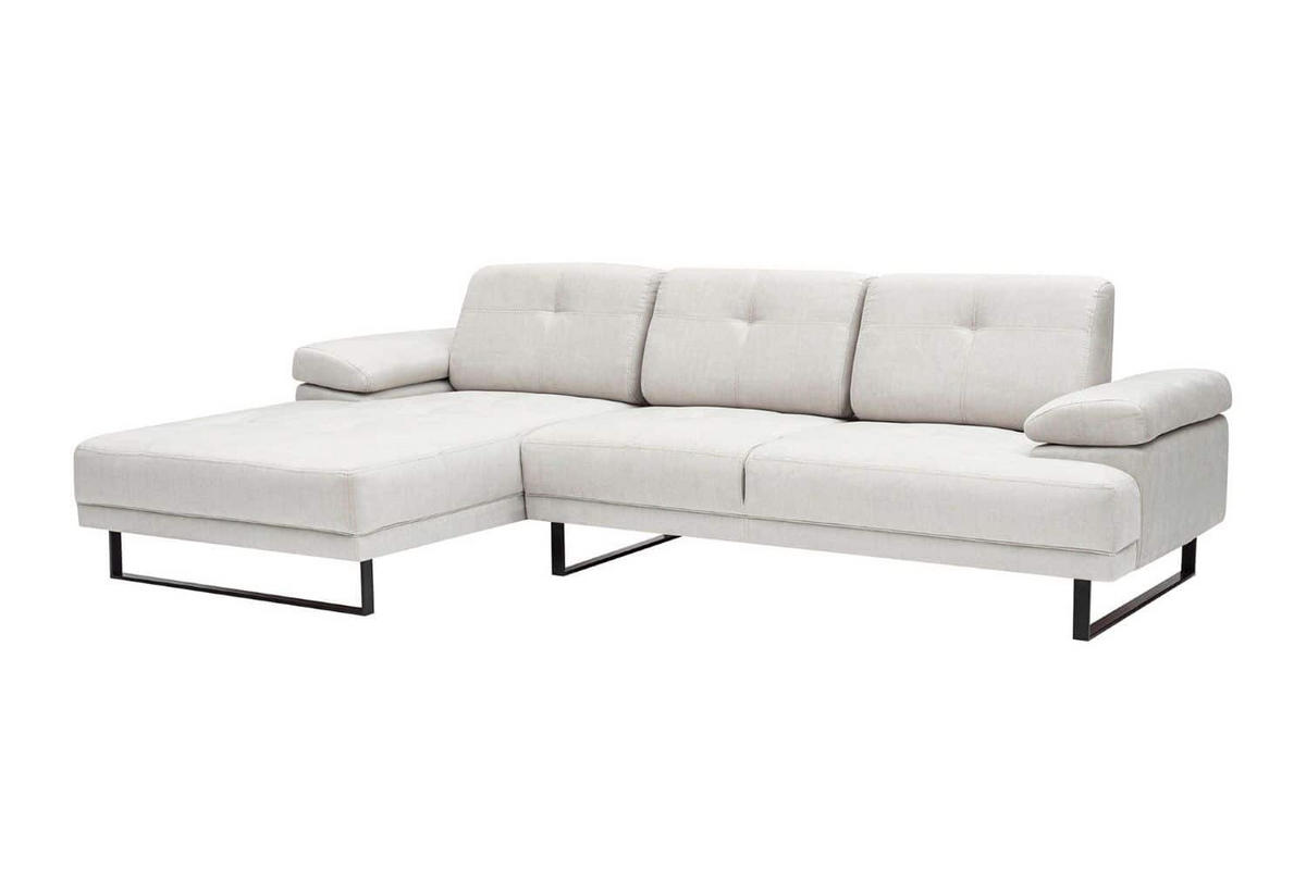 ECKSOFA mit verstellbarer Rückenlehne - Beige/Schwarz, Textil/Metall (314/174cm) - myHomelando