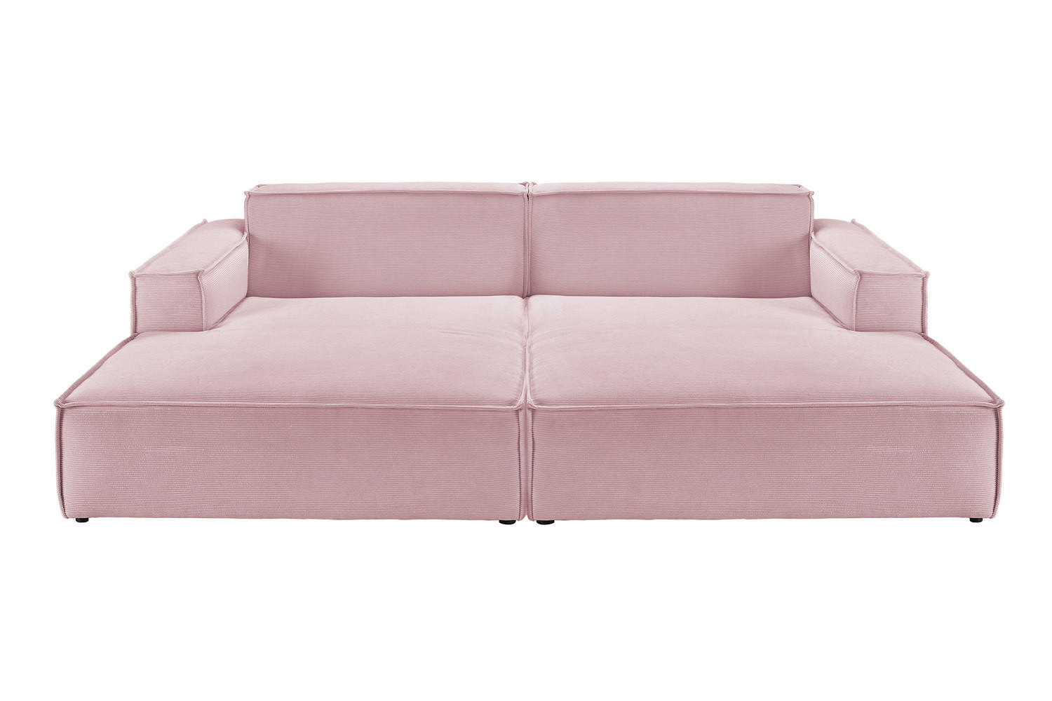 BIG SOFA SAMU Pink Cord - Pink/Schwarz, Textil (256/72/168cm) - KAWOLA