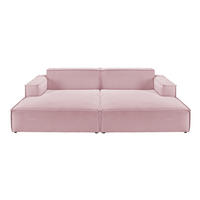 BIG SOFA SAMU Pink Cord - Pink/Schwarz, Textil (256/72/168cm) - KAWOLA
