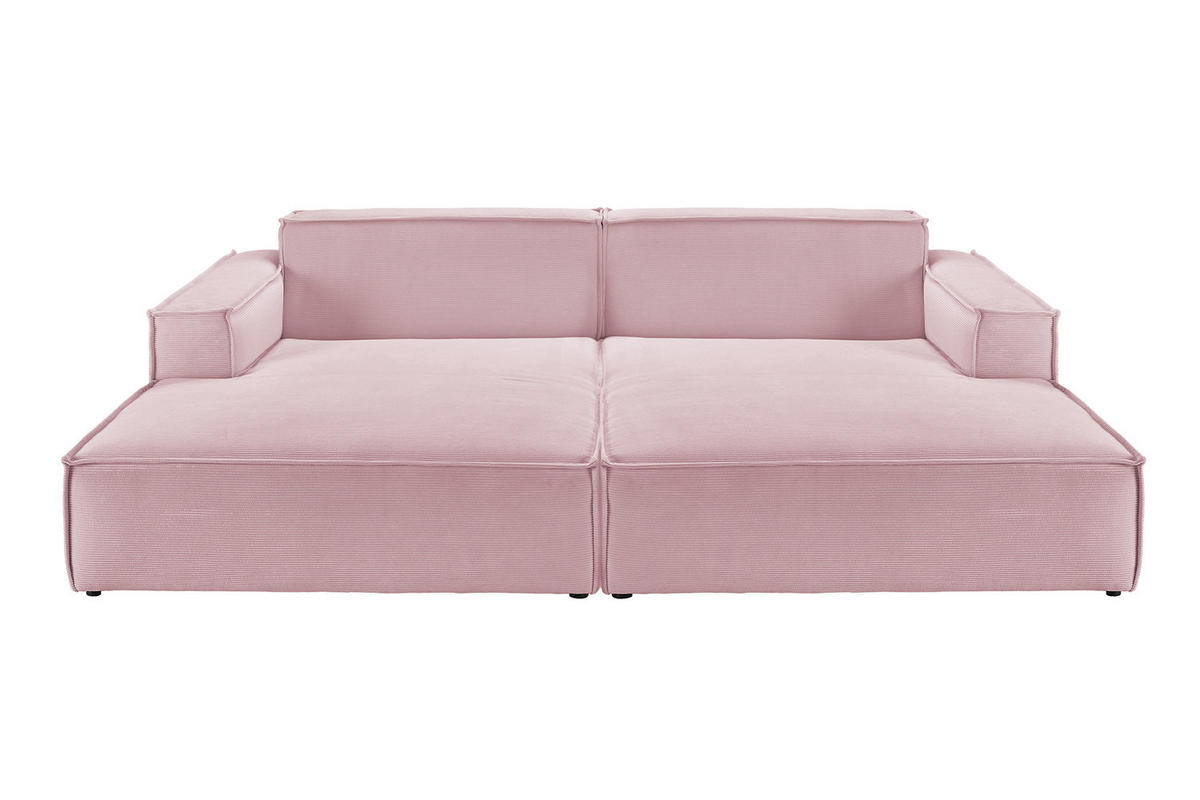 BIG SOFA SAMU Pink Cord - Pink/Schwarz, Textil (256/72/168cm) - KAWOLA