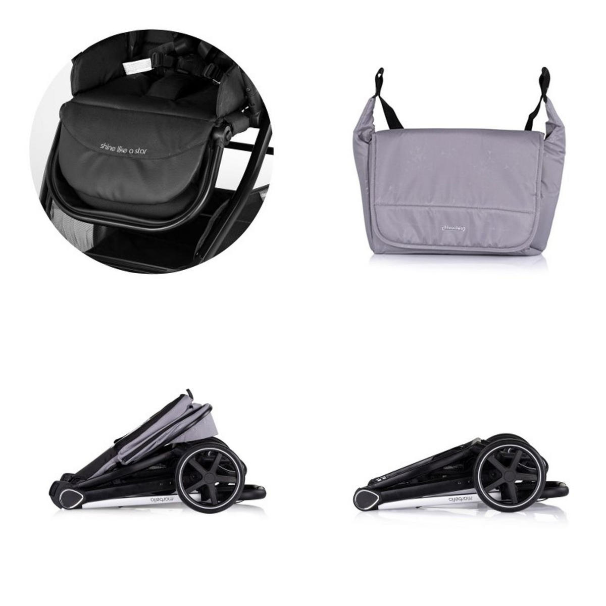 KOMBIKINDERWAGEN Marbella 3 in 1 grau Fußabdeckung Einlage i-Size Babyschale - Grau, Metall (90/63/108cm) - Chipolino
