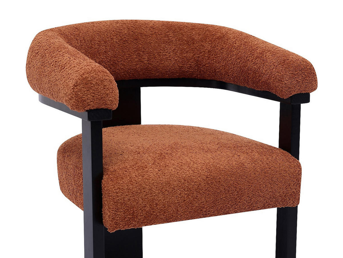 STUHL mit Armlehnen - Bouclé-Stoff & Kautschukholz - Terracotta & Schwarz - LIVELIA - Dunkelorange, Textil (64/78/60cm) - Vente-Unique
