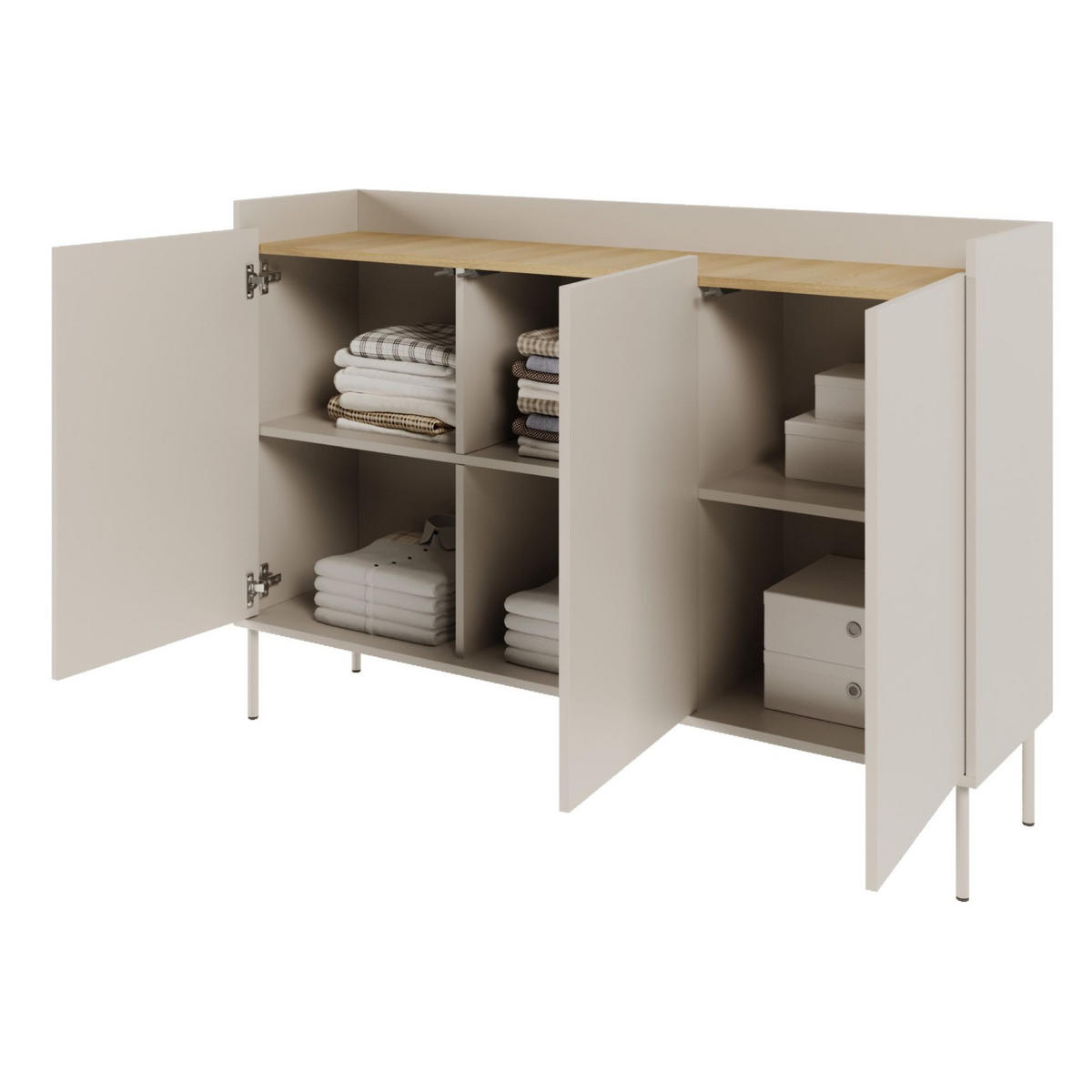 SIDEBOARD Tovi Kaschmirgrau / Holzoptik Eiche 140 cm - Kaschmir, Holzwerkstoff/Metall (139.8/95.5/36.4cm) - Selsey