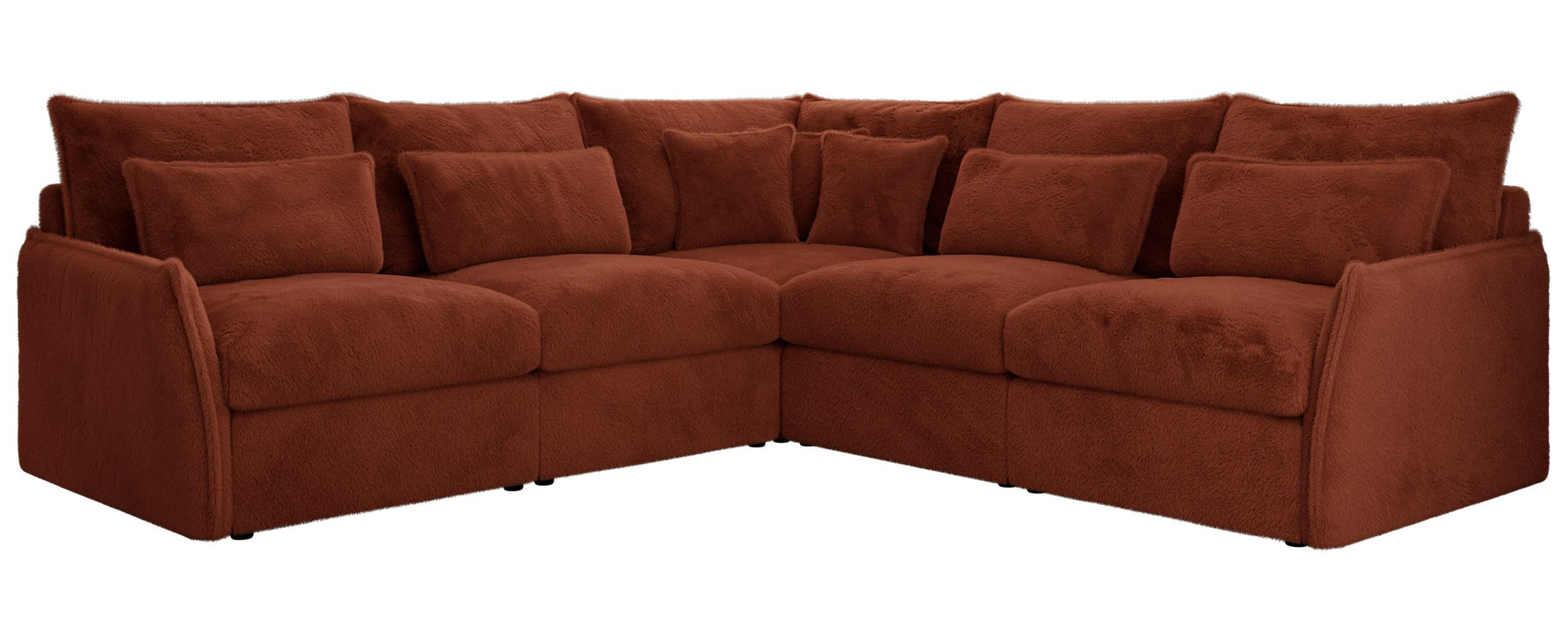 ECKSOFA VERSO L Orange Plüsch - Schwarz/Orange, Kunststoff/Textil (270/270cm) - MKS