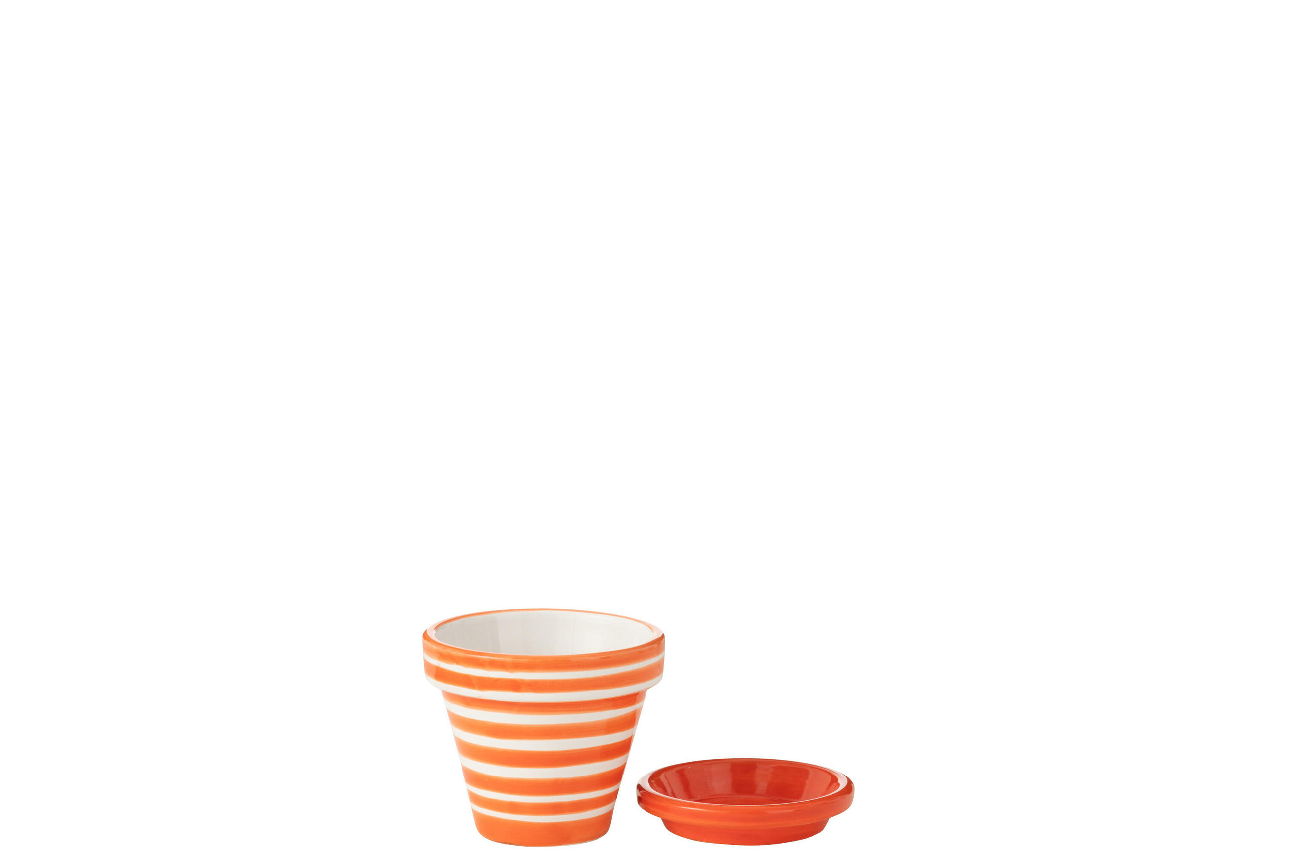 BLUMENTOPF GRANADA STRIPES - Töpferei - Orange - XS - Ø 17 cm - Multicolor, Keramik (17/15cm) - J-Line
