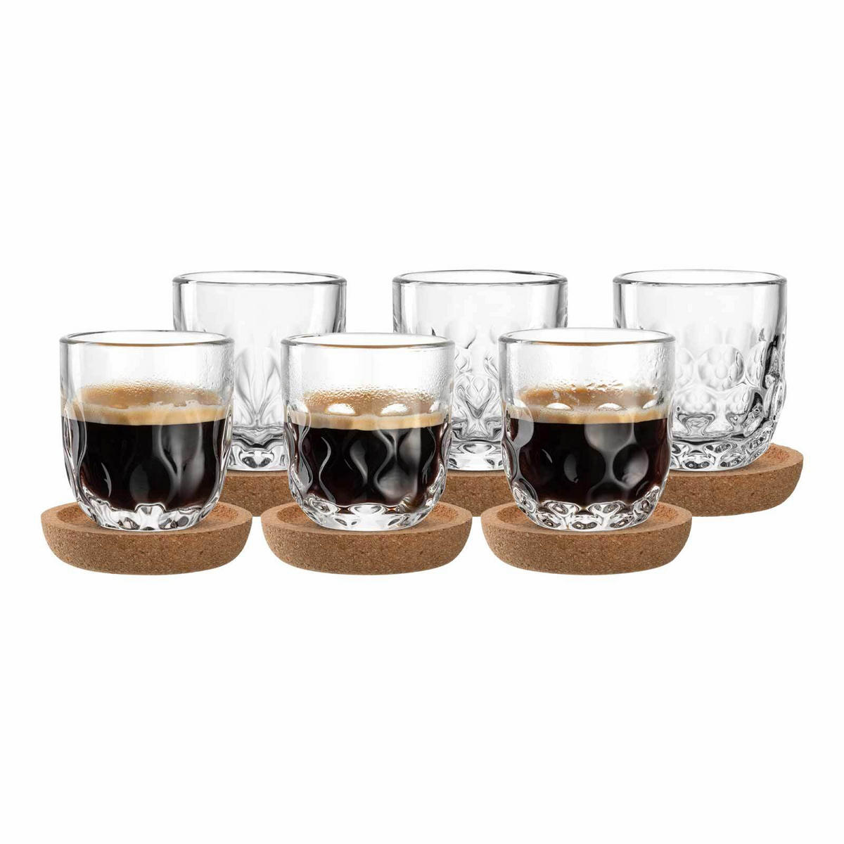ESPRESSOGLÄSER MIT UNTERSETZER Gocce transparent 60 ml 6er Set - Transparent, Glas (0.06L) - Leonardo Living