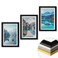 WANDBILDER 3er-Set - 20x30 cm Schwarzer Rahmen - Spiegelung der Boote auf Bergseen - Schwarz, Kunststoff (20/30cm) - ArtPrintCave