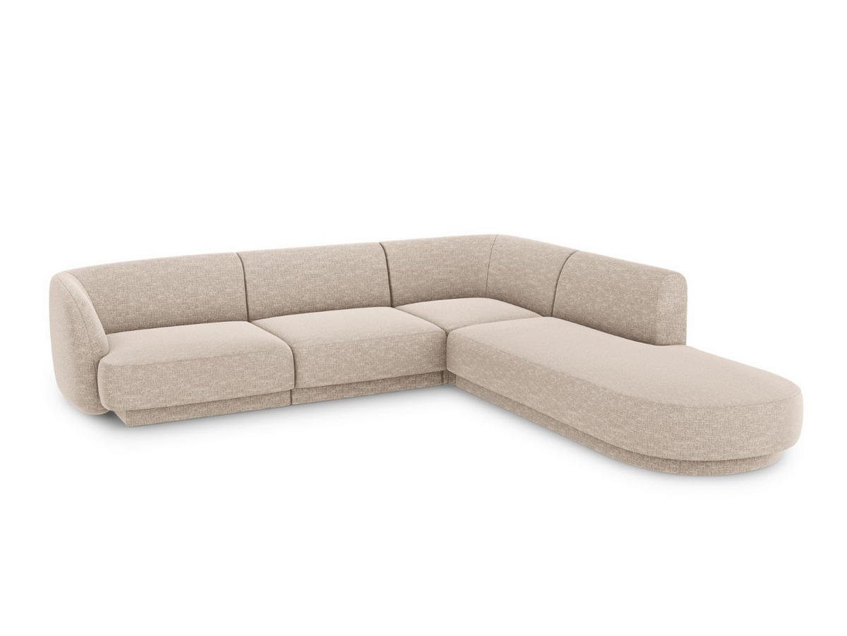 ECKSOFA rechts Miley aus Chenille-Stoff beige 6 Sitzplätze - Beige, Textil (248/255cm) - Micadoni