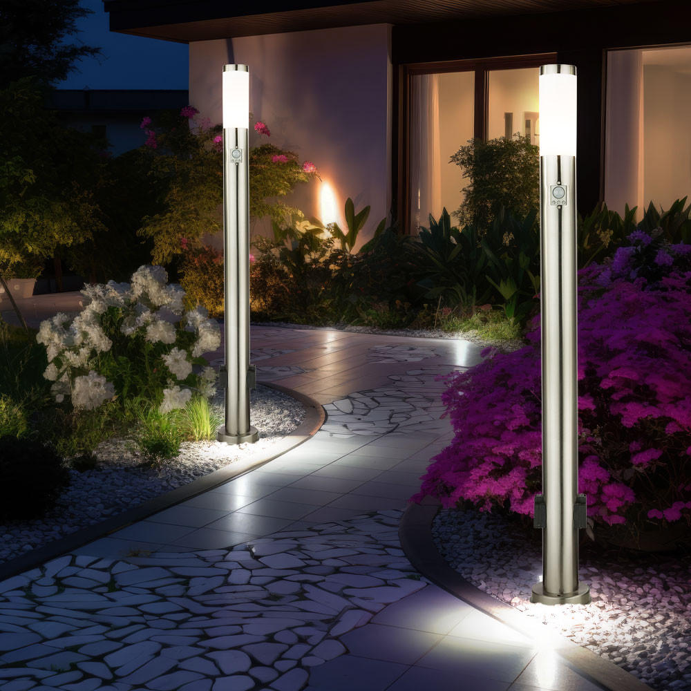 LED STEHLEUCHTE Edelstahl Silber 2er Set - Silberfarben, Metall (7.6/7.6/110cm) - Globo Lighting