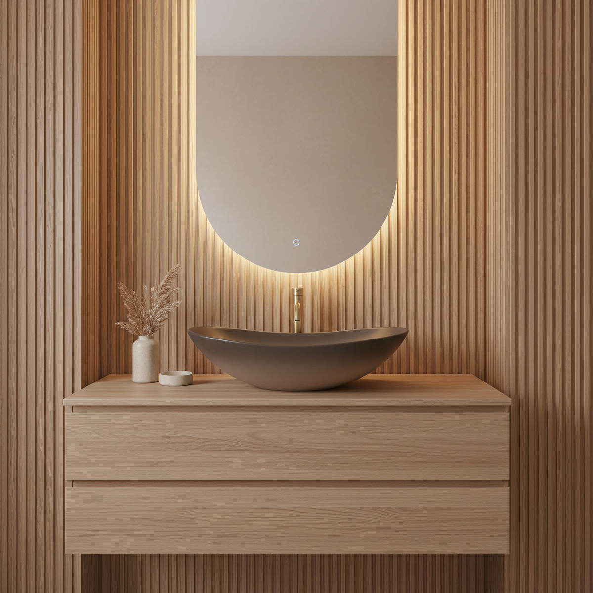 AUFSATZWASCHBECKEN Rea Royal Ombre - Beige, Keramik (36/16/62cm) - REA