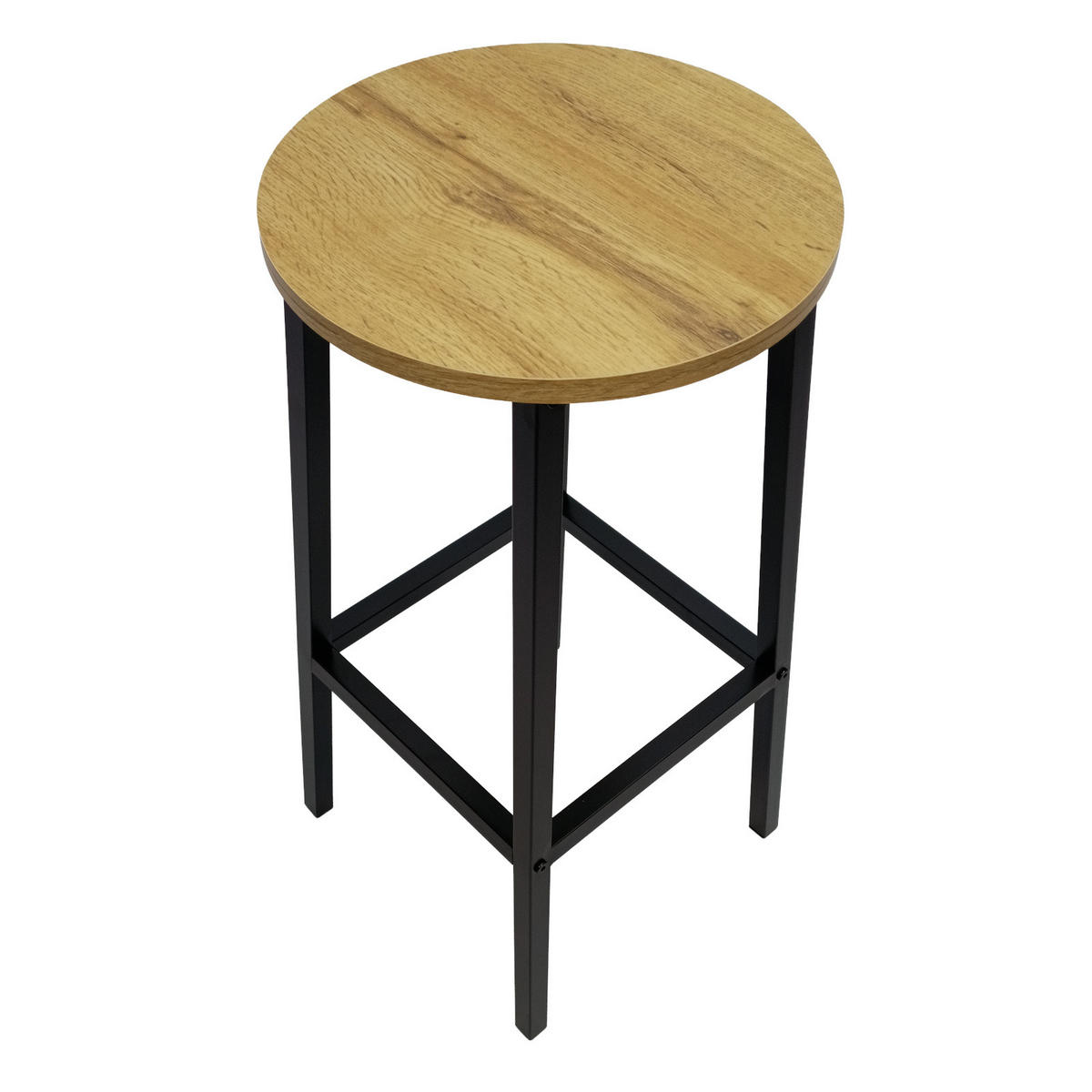 BARHOCKER Holzoptik Metall Eichefarbe Schwarz 2er Set 65×30×30 cm - Eichefarben/Schwarz, Holzwerkstoff/Metall (32/65/32cm) - Begryf