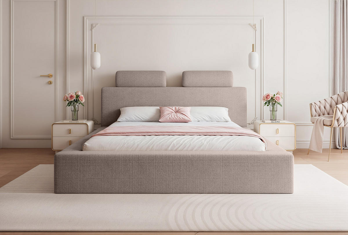 POLSTERBETT PELLIZZANO 180x200 cm, Taupe - Taupe, Textil (200/180cm) - Fedve