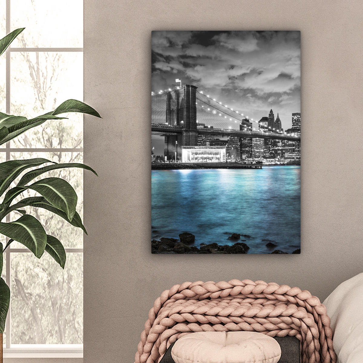 LEINWANDBILD New York - Skyline - Stadt - Blau 60x90 cm - Blaugrau, Textil (60/90cm) - MuchoWow
