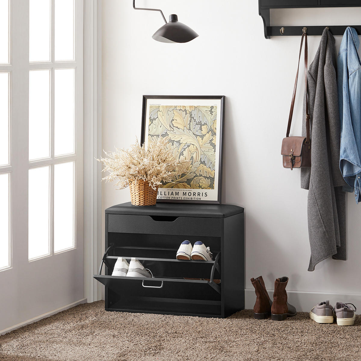 SCHUHBANK Schwarz - Schwarz, Holzwerkstoff (60/50/30cm) - SoBuy