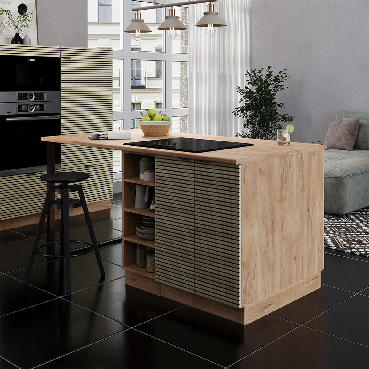 KUCHYŇSKÝ OSTROV Fame-Line Dubový panel - medově dubová/barva dubu, kompozitní dřevo (90/82/60cm) - Vicco