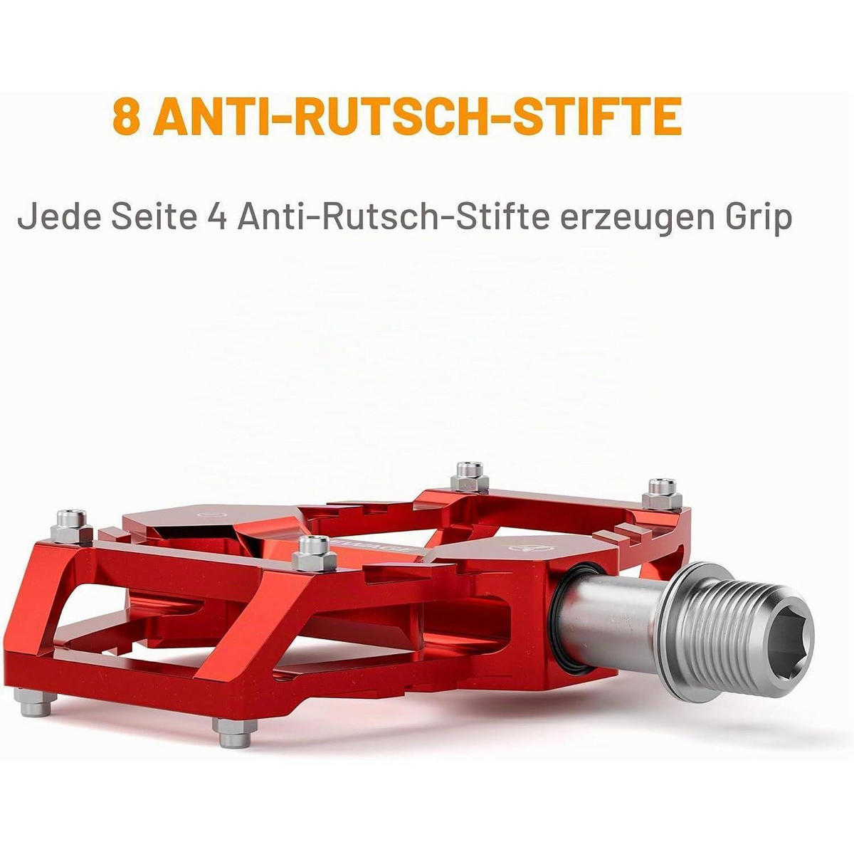 FAHRRAD Pedale Set CNC-Alu mit CR-MO Achse Rot - Rot, Metall (8/1.5/9.8cm)