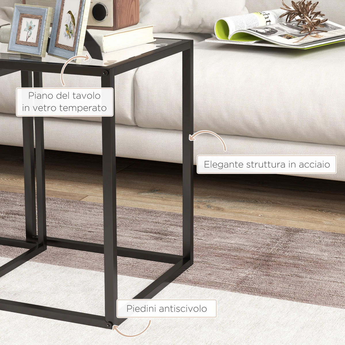 BEISTELLTISCH Schwarz 2 Stück - Schwarz, Kunststoff (42/42/51cm) - GiPP