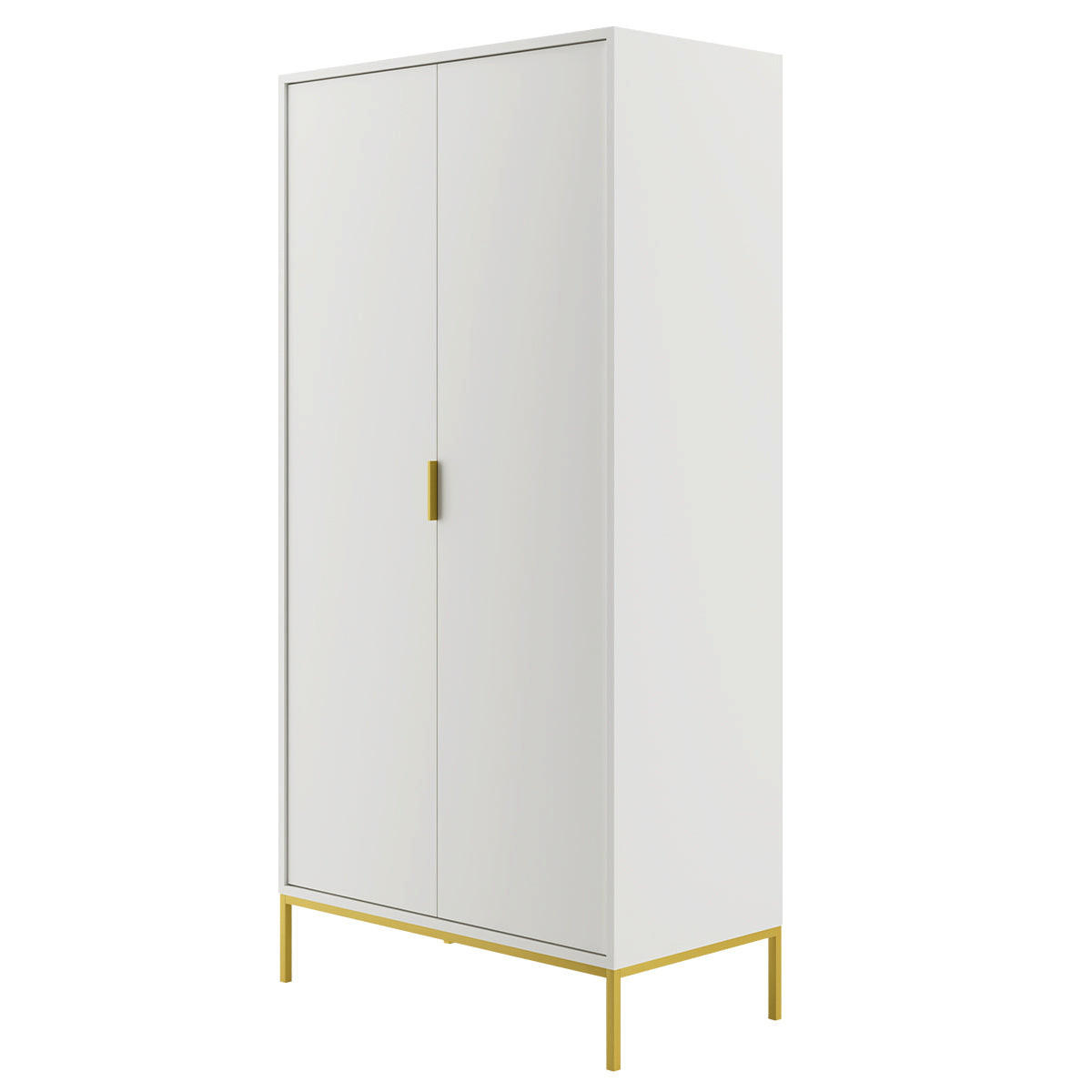 SCHRANK 2 Türen Seattle Weiß - Goldfarben/Weiß, Holzwerkstoff (100/205.4/55cm) - Petits-meubles