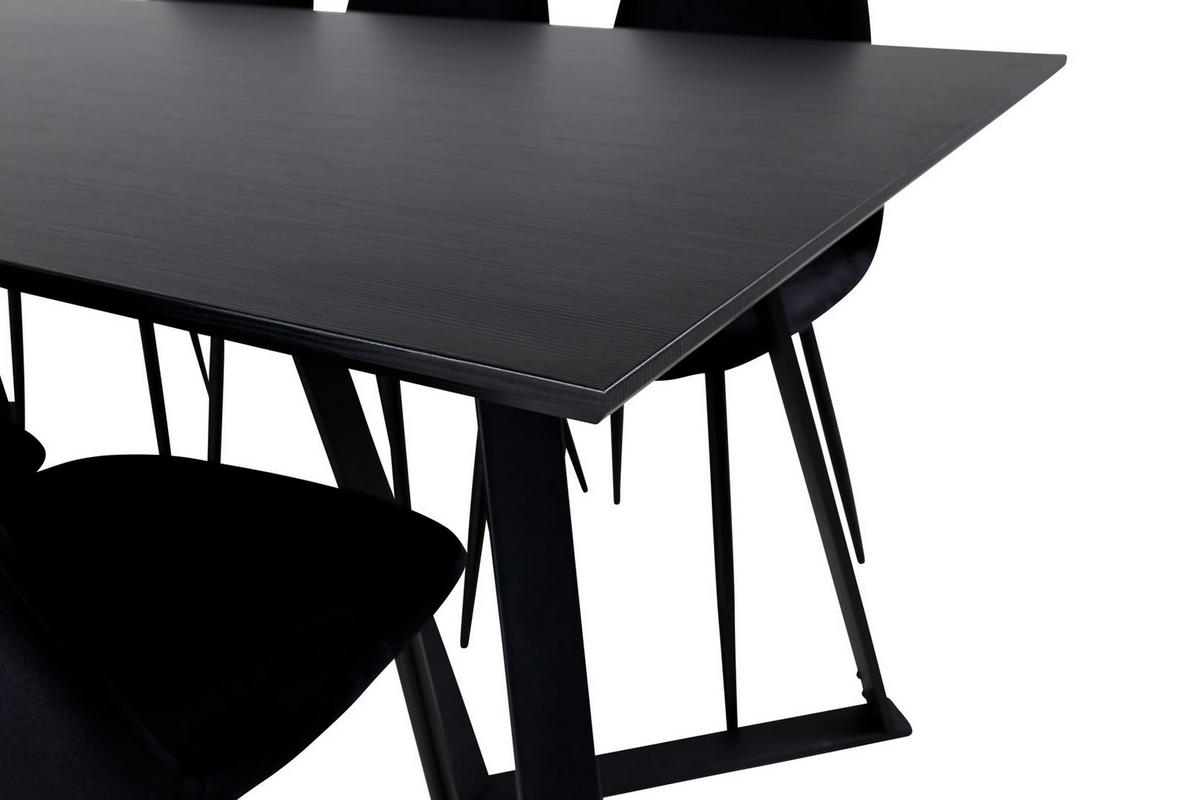 TISCHGRUPPE Schwarz - Schwarz, Holzwerkstoff (90/75/180cm) - ebuy24