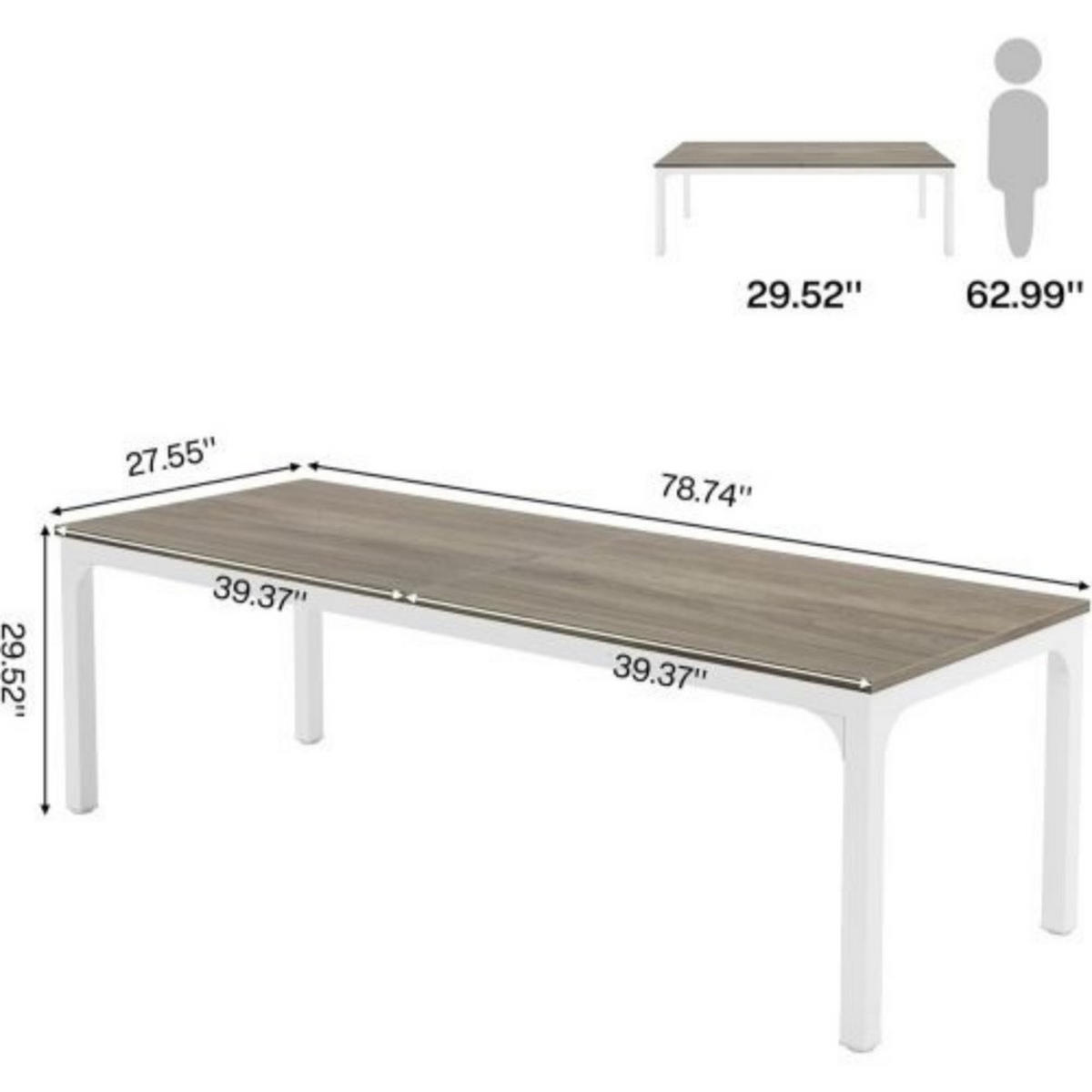 SCHREIBTISCH für 2 Personen 200 x 70 cm Metall Holz Taupe Weiß - Weiß, Metall (200/70/75cm) - Meubliv