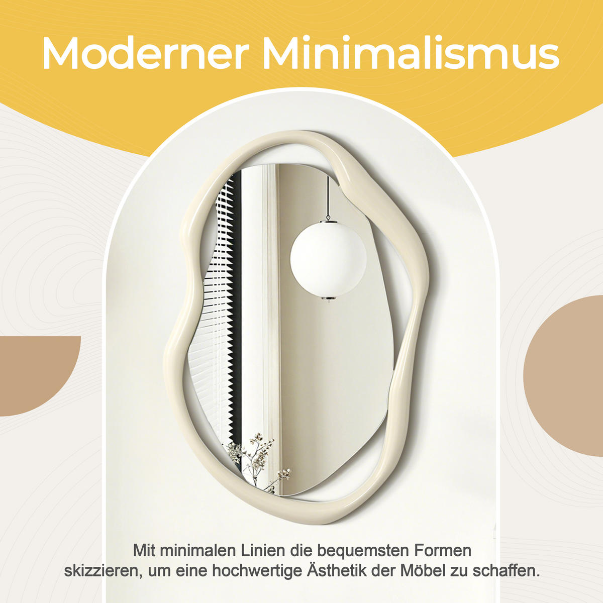 75CM H Wandspiegel mit weißem, unregelmäßigem Rahmen,Geeignet für Schlafzimmer, Wohnzimmer, Badezimmer und Flur - Weiß, Glas/Holz (78.5/3.5/58.5cm) - Hometopia