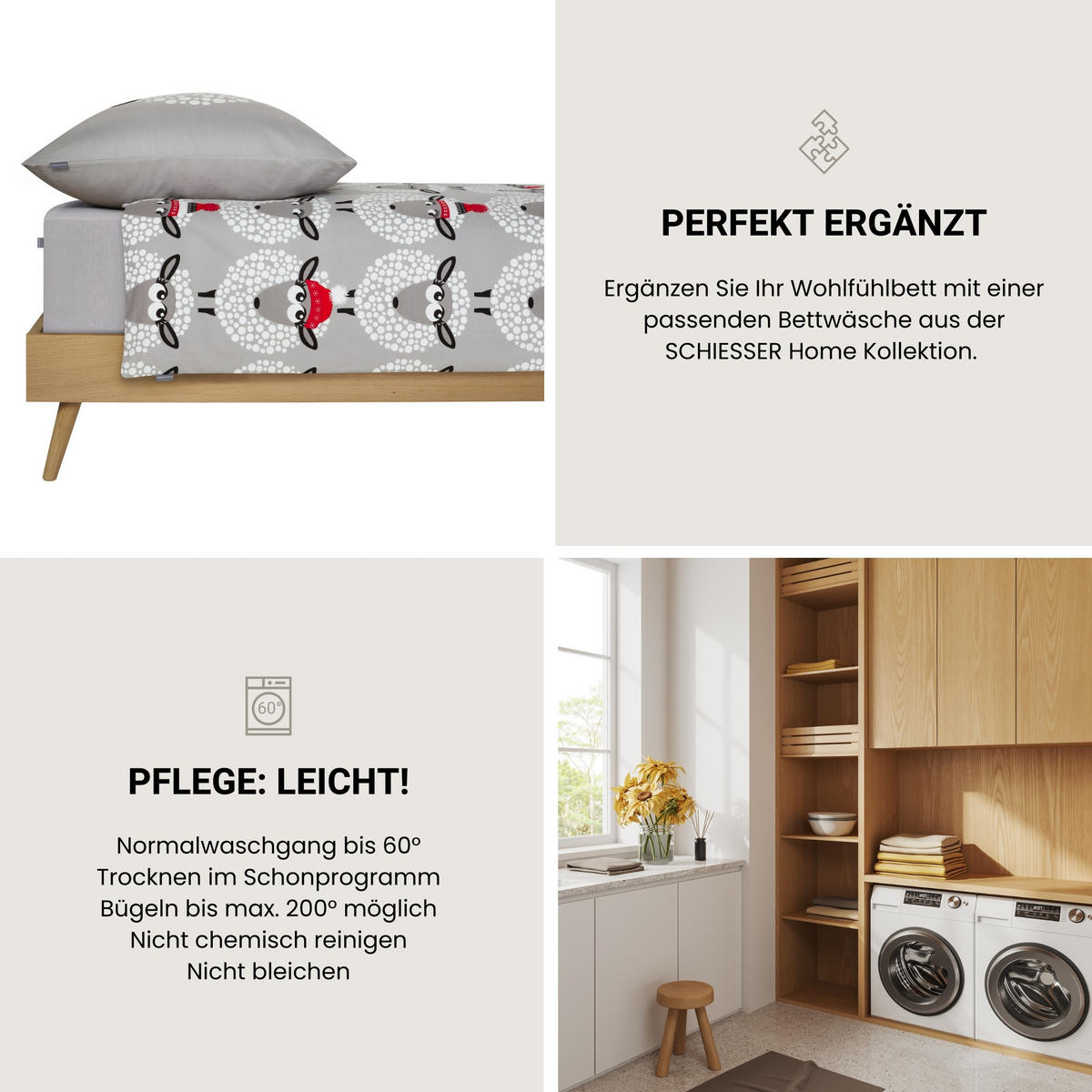 SPANNBETTLAKEN Elli - 97/3 - 100 x 200 cm - Hellgrau - Hellgrau, Textil (100/200cm) - SCHIESSER