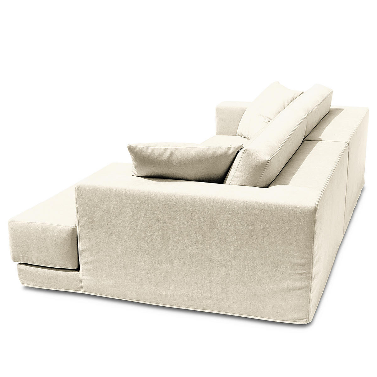 ECKSOFA mit Wechselbezug - Longchair, Webstoff - Creme/Schwarz, Kunststoff/Textil (260/155cm) - home24