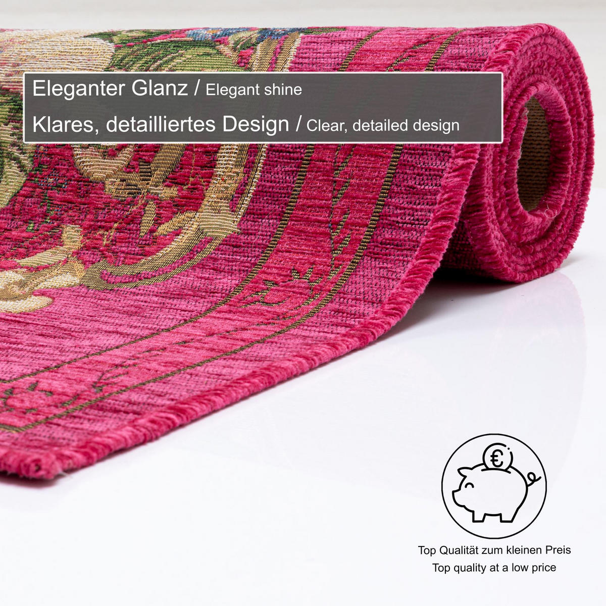FLACHWEBTEPPICH Flomi Florence 80x150 cm - Pink, Textil (80/150cm) - THEKO