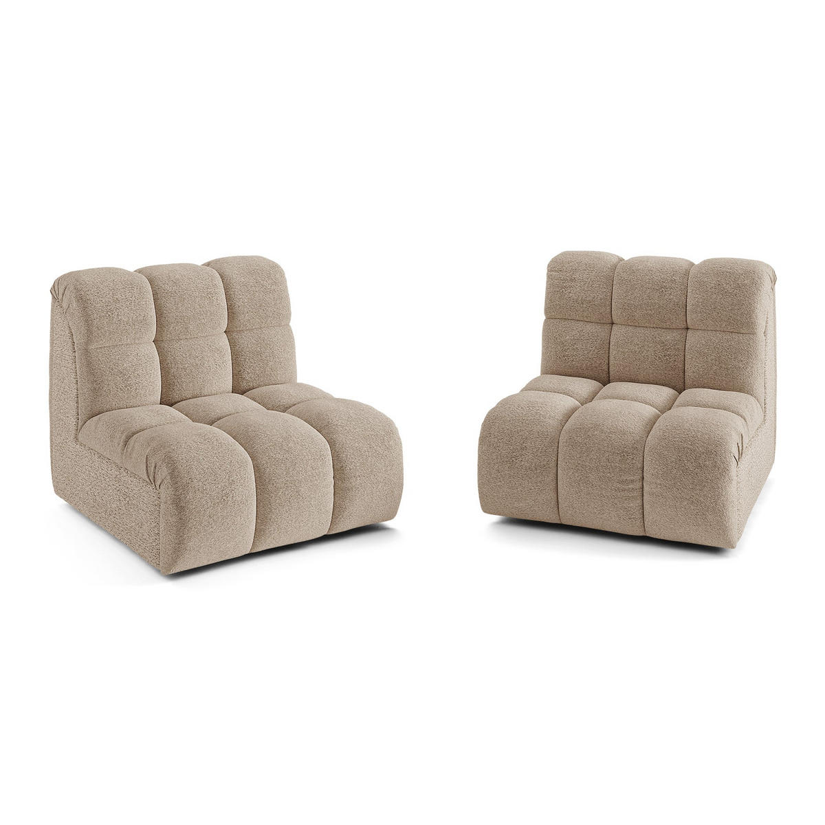 SOFA SEVEN Bouclé-Stoff Taupe 162cm - Taupe, Textil (162/77/98cm) - Premium Interiors