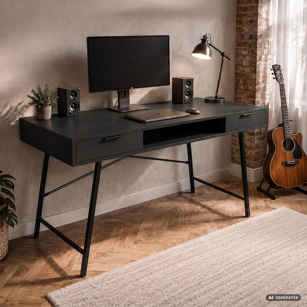 SCHREIBTISCH ARDEN 120 cm Schwarz - Schwarz, Holzwerkstoff (120/50/80.5cm) - Akord
