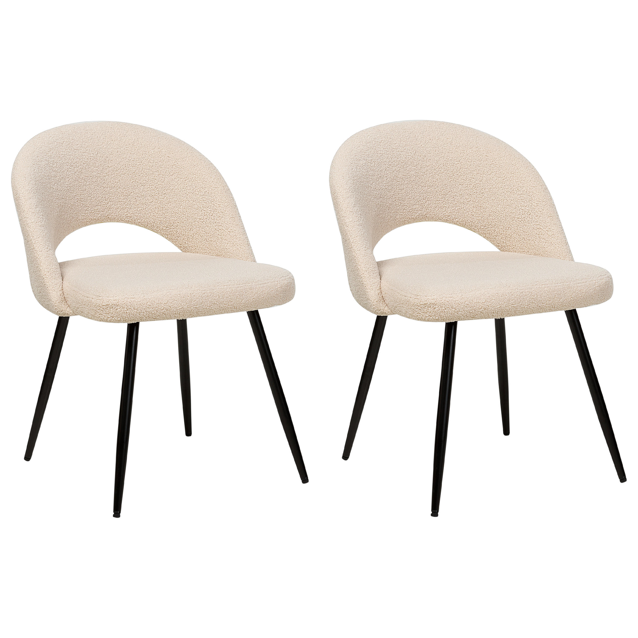 ESSZIMMERSTUHL 2er-Set Polyester Beige Onaga - Beige, Textil/Metall (45/77/46cm) - Beliani