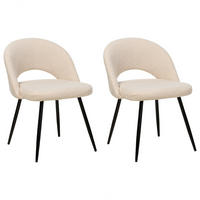 ESSZIMMERSTUHL 2er-Set Polyester Beige Onaga - Beige, Textil/Metall (45/77/46cm) - Beliani