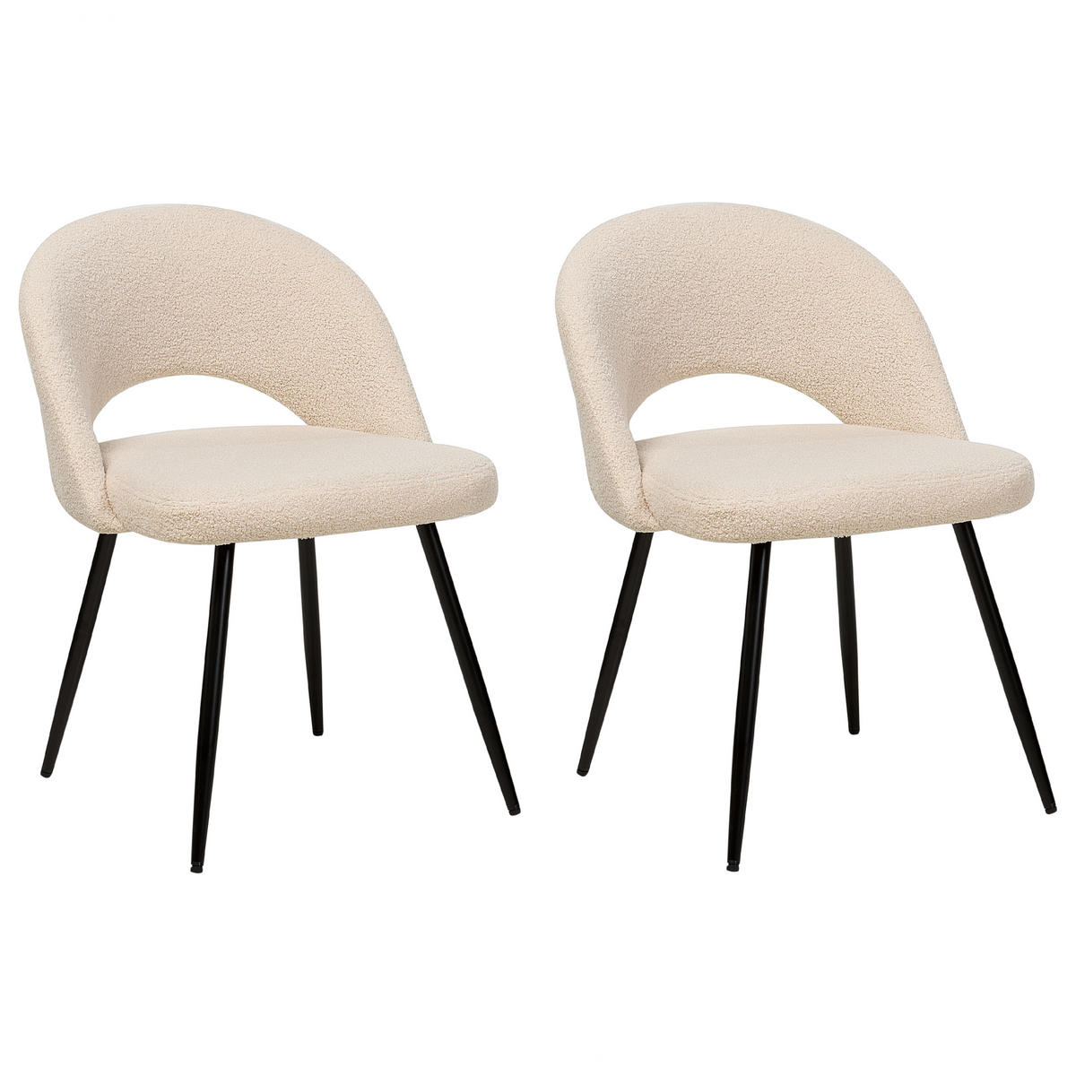 ESSZIMMERSTUHL 2er-Set Polyester Beige Onaga - Beige, Textil/Metall (45/77/46cm) - Beliani