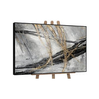 GEMÄLDE Goldener Strich II Schattenfugenrahmen Schwarz 120x80 cm - Schwarz, Holz (120/80cm) - YS-art gallery