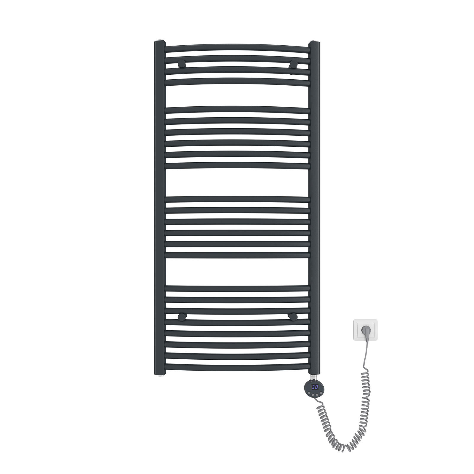 HANDTUCHHEIZKÖRPER elektrisch gebogen Anthrazit 120/60/5,6 cm - Anthrazit, Metall (60/120/5.6cm) - EMKE