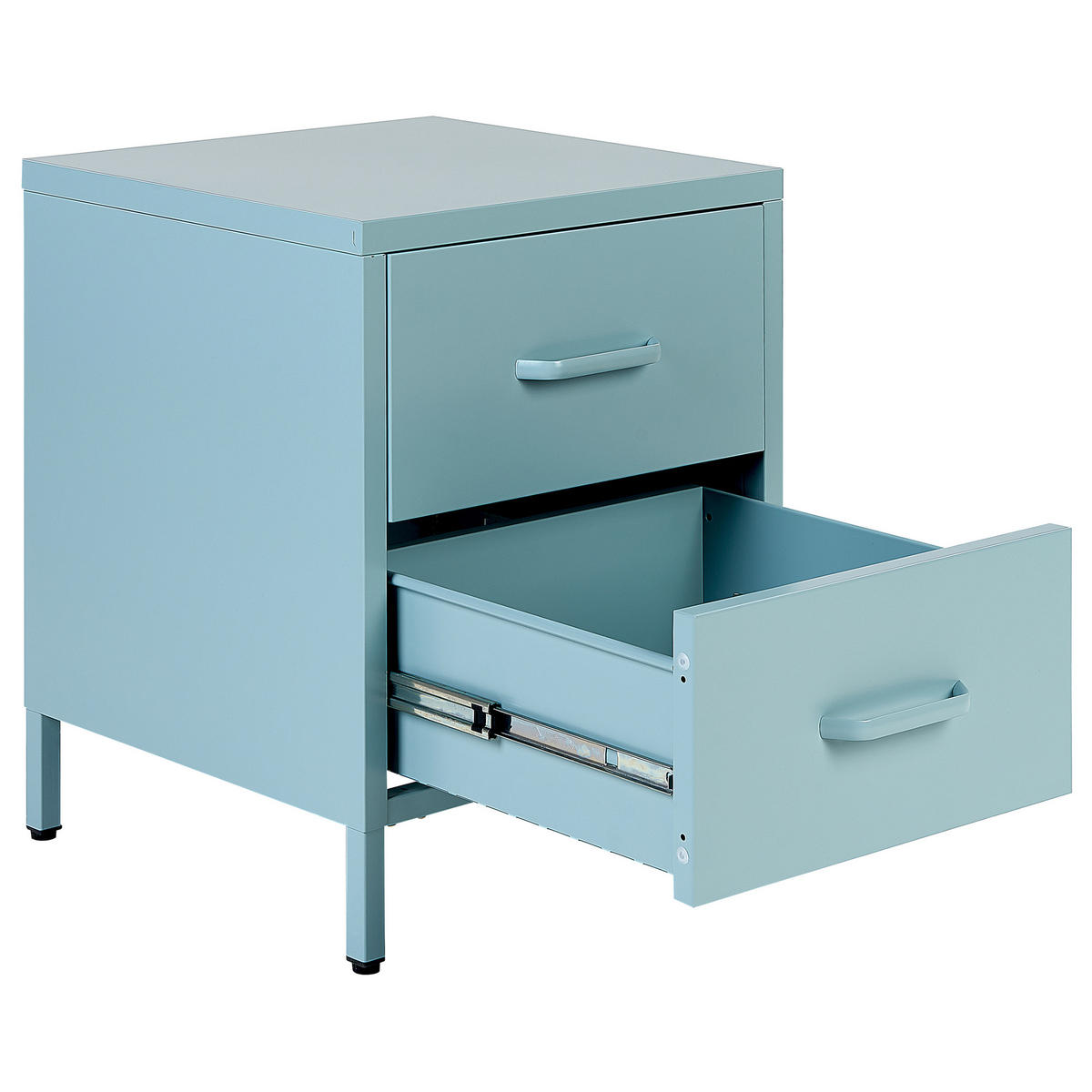 NACHTTISCH hellblau 2 Schubladen Malavi - Blau, Metall (43/55/40cm) - Beliani