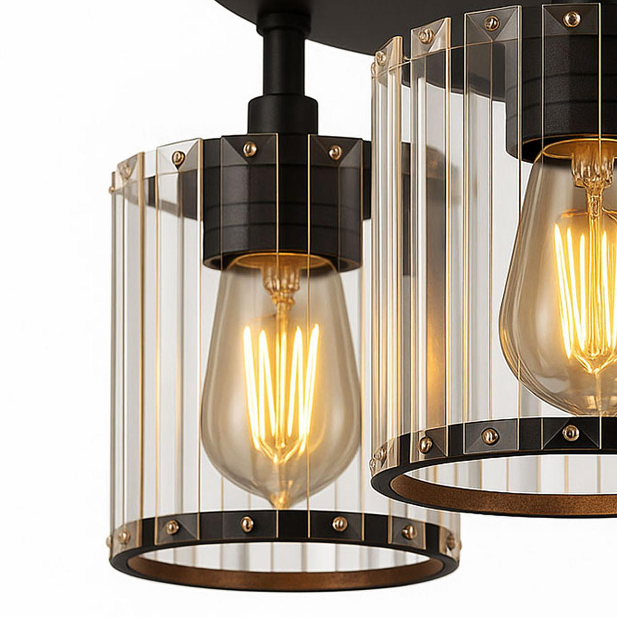 LED DECKENLEUCHTE Metall Schwarz Kristalle Klar - Schwarz, Metall (35/35/18cm) - Globo Lighting