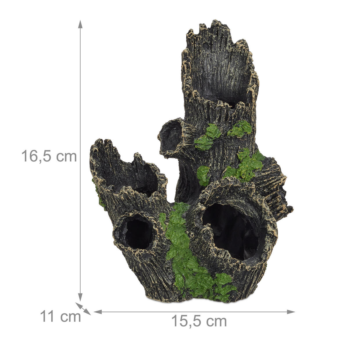 DEKORÁCIA akvária kmeňa stromu - čierna, plast (15.5/16.5/11cm) - Relaxdays