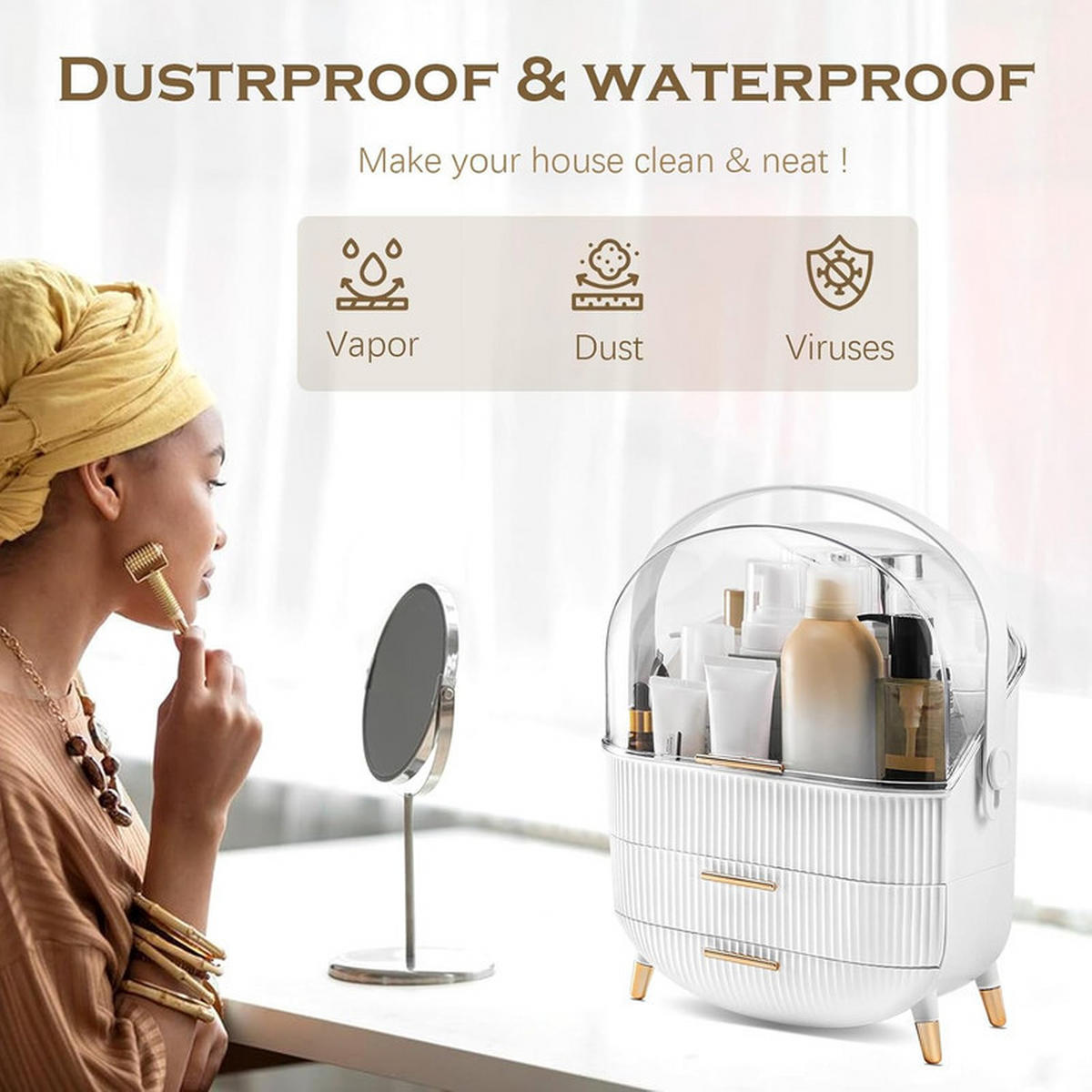 KOSMETIKORGANIZER Carina Ⅲ 26/16/38 cm - Weiß, Kunststoff (16/38/26cm) - Nettlife